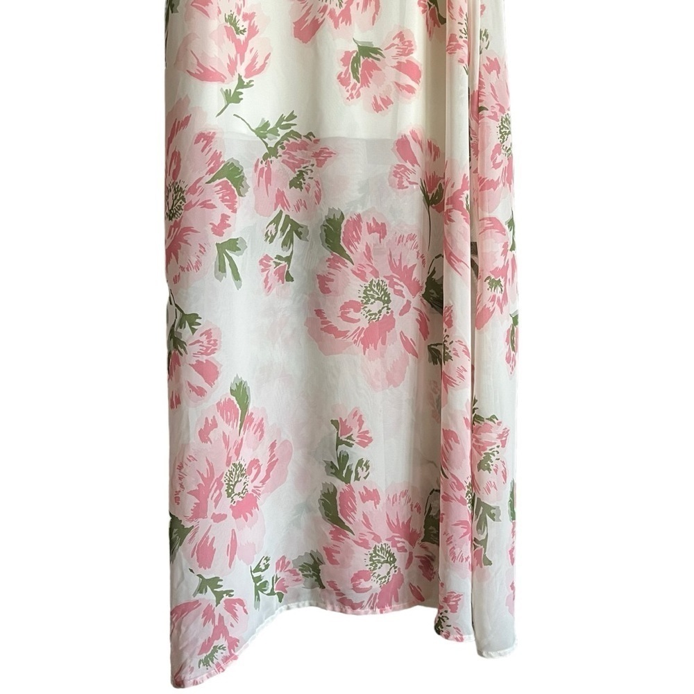 Stella Luce Juniors Floral Maxi Dress Half Lined Semi Sheer Overlay XL - Picture 5 of 10
